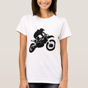 Camiseta Pop de Arte Branca Negra Motocross Motorcyesporte