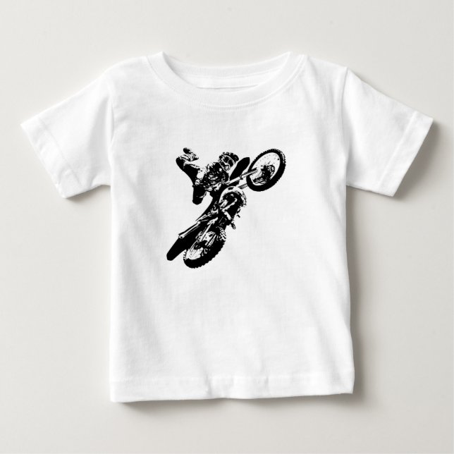Camiseta Pop de Arte Branca Negra Motocross Motorcyesporte (Frente)