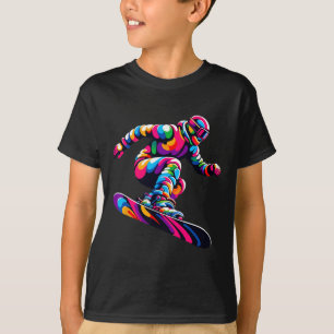 Camiseta Pop de Arte Colorida Snowboard Snowboarde