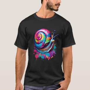 Camiseta Pop de Arte de Caracol de Tinta Vibrante, Colorida