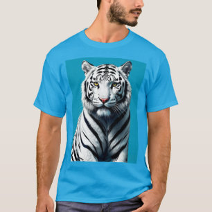 Camiseta Pop de Arte de Tigre Branco - Gato Selvagem Feroz