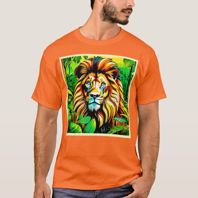 Camiseta Pop de Arte do Leão Selva (Frente)