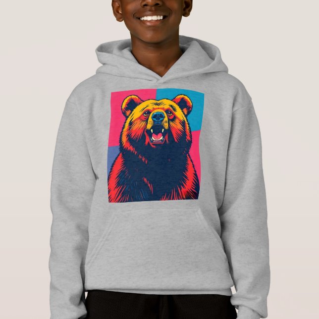 Camiseta Pop de Arte do Urso Grizzly (Frente)