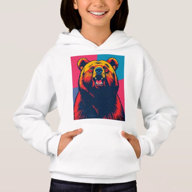 Camiseta Pop de Arte do Urso Grizzly (Frente)