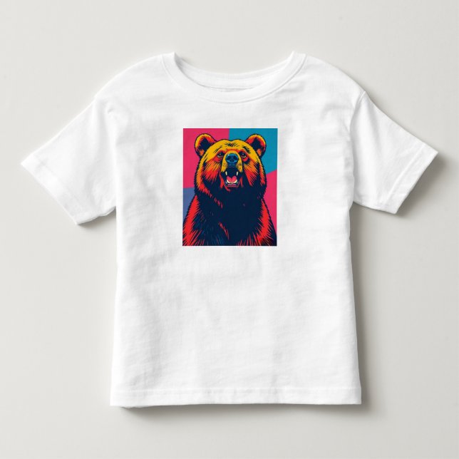 Camiseta Pop de Arte do Urso Grizzly (Frente)