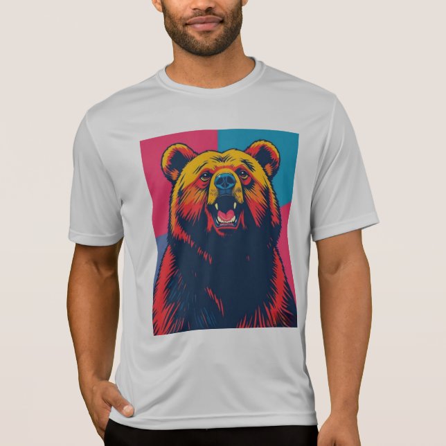 Camiseta Pop de Arte do Urso Grizzly (Frente)