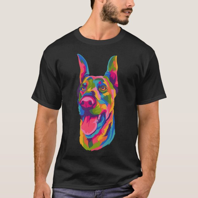Camiseta Pop de Arte Doberman Cuja Pata Masculina Homens Mu (Frente)