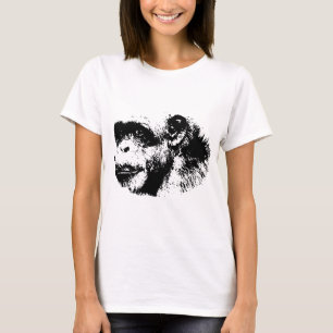 Camiseta Pop de arte em chimpanzé preto-e-branco