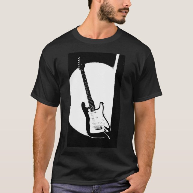 Camiseta Pop de Arte Moderna com Tendência de Guitarra Elét (Frente)