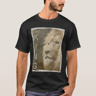 Camiseta Pop de Arte Negra Moderna Modelo de Leão de Arte N