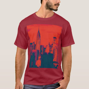 Camiseta Pop de Arte Pontilhada Nova Iorque Vermelho
