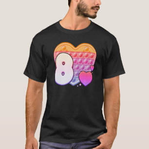 Camiseta Pop de brinquedo Fidget coração para Girls 8º Aniv