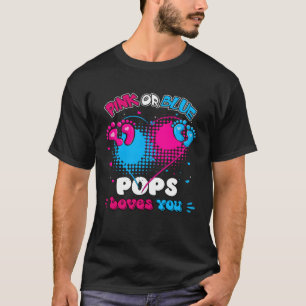 Camiseta Pop de Coração Cor-de-Rosa ou Azul Te Ama Sexo Chá