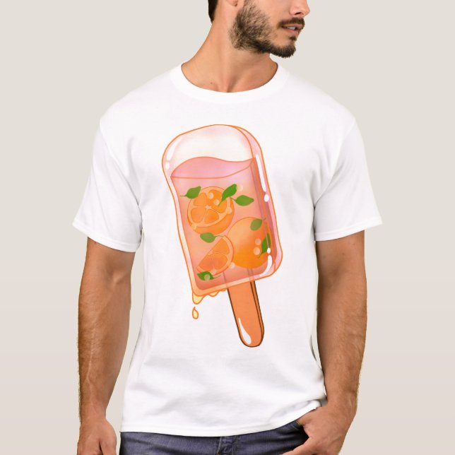 Camiseta Pop de gelo de laranja fresco (Frente)