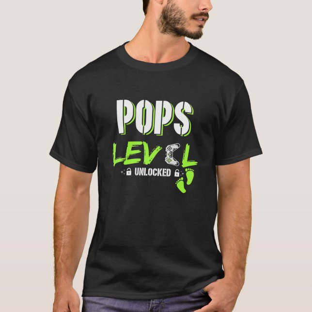 Camiseta Pop De Jogos Mens Nível Jogador Desbloqueado Nível (Frente)