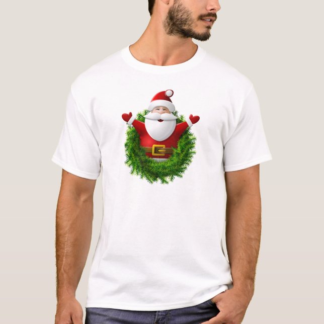 Camiseta Pop de Papai Noel fora de uma grinalda do Natal (Frente)