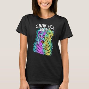 Camiseta Pop de Retrato Colorido Shar Pei Cachorro Mãe da M