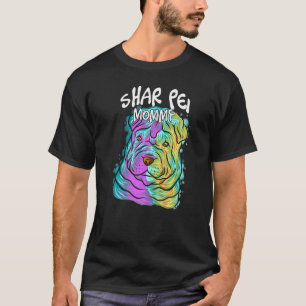 Camiseta Pop de Retrato Colorido Shar Pei Cachorro Mãe da M