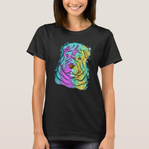 Camiseta Pop de Retrato Colorido Shar Pei Cachorro Mãe da M