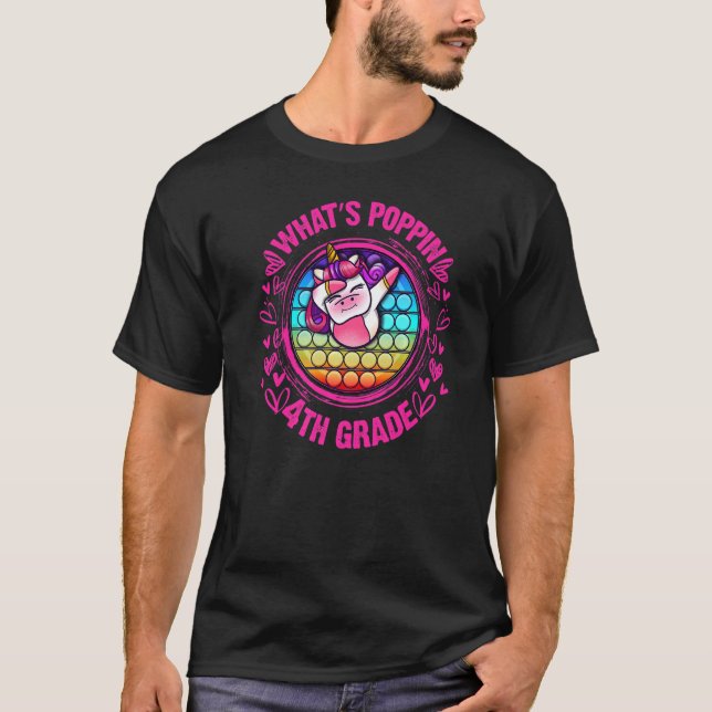 Camiseta pop do 4º Grau Ti Fidget Toy Dabbing Unicorn Back  (Frente)