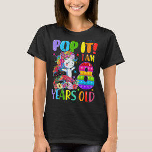 Camiseta Pop I Am 8 Anos Fidget Toy Dabbing Unicorn