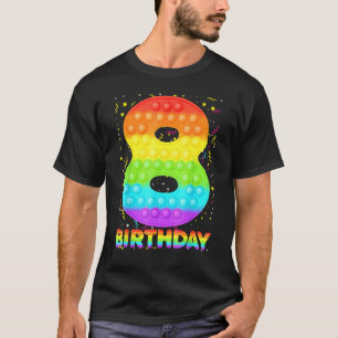 Camiseta Pop It 8th Birthday Girls Boys 8 Anos