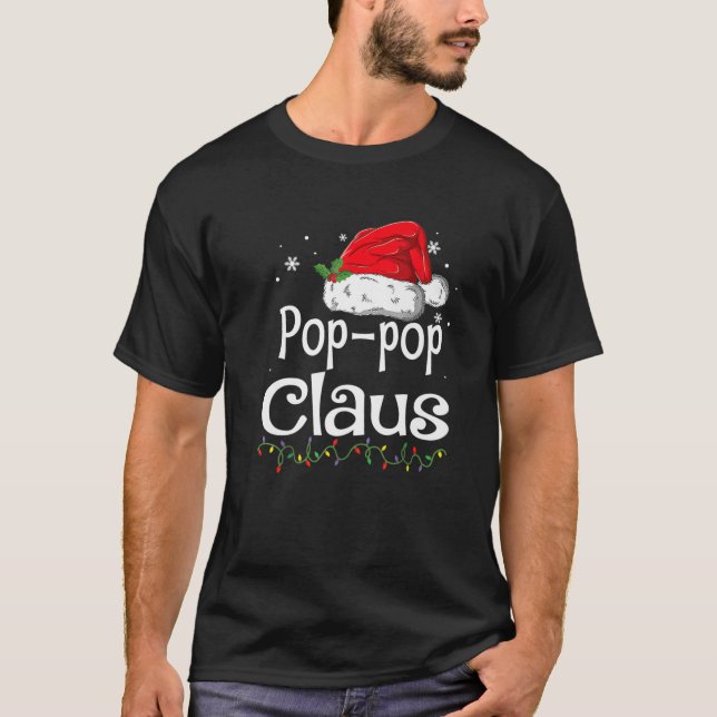 Camiseta Pop-Pop Claus Natal Família Pajama Correspondente  (Frente)