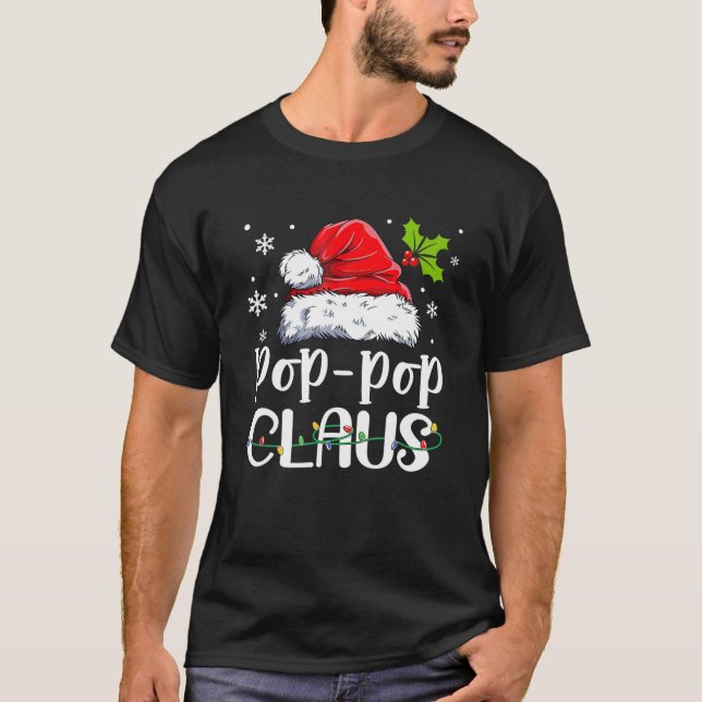 Camiseta Pop-Pop Claus Natal Família Pajama Correspondente  (Frente)
