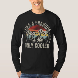 Camiseta Pop-Pop como um avô, apenas retro Men LS mais frio