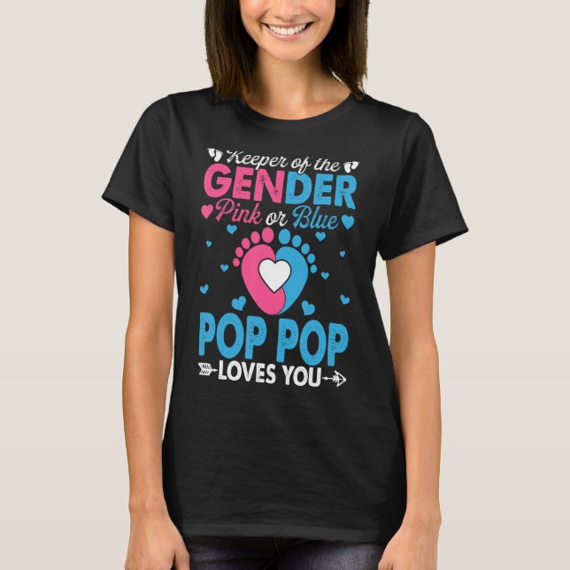 Camiseta Pop Pop cor-de-rosa ou azul te ama. (Frente)