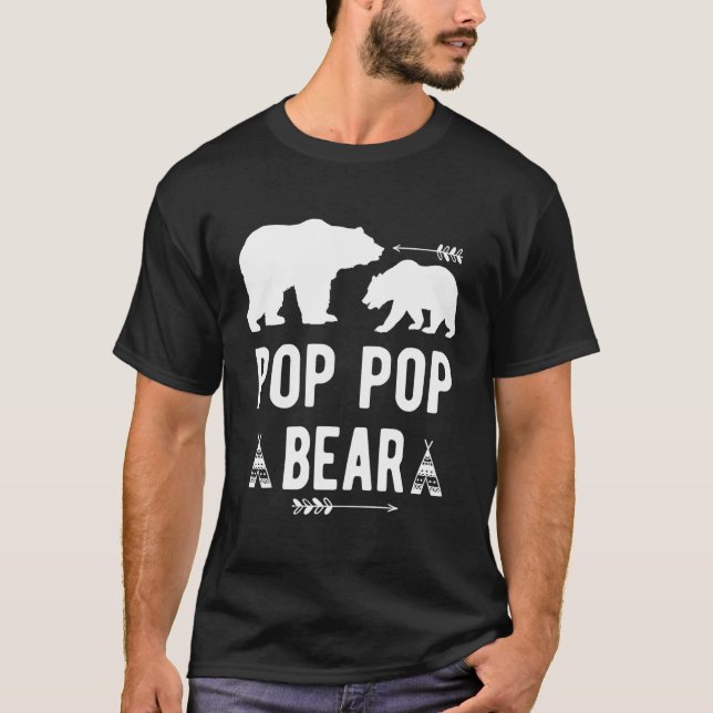 Camiseta Pop Pop de Seta de Seta Vovô Urso Dotado Avós (Frente)