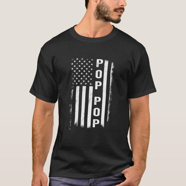 Camiseta Pop Pop de Sinalizador Mens Papa Pai Avô Pai Poppo (Frente)