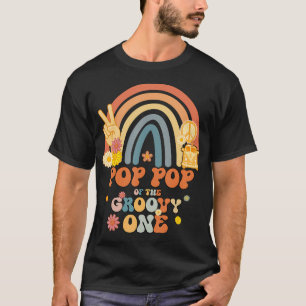 Camiseta Pop Pop do Groovy One Rainbow Boho Birthday Pa