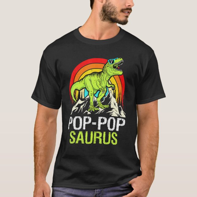 Camiseta Pop Popsaurus Dinossaur Avô Pop Pop Saurus Fath (Frente)