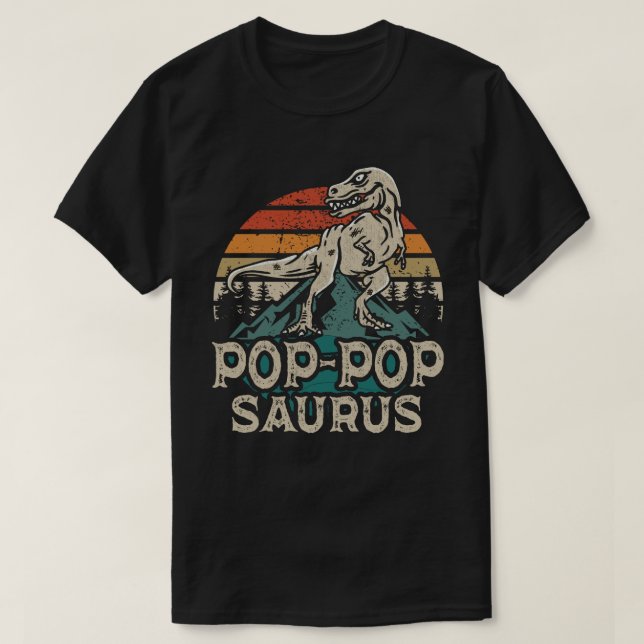 Camiseta Pop-popsaurus Dinossaur Avô Saurus Dia de os pais (Frente do Design)