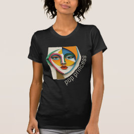 Camiseta Pop princesa, cara de mulher, cara de abstrato
