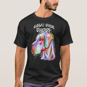 Camiseta Pop-Retrato Colorido Grande Cachorro Dane Pai do P