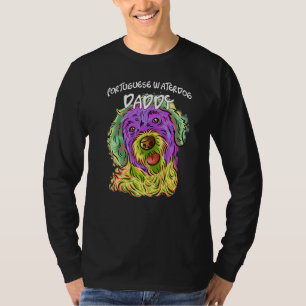 Camiseta Pop Retrato Colorido Pai Pai de Cão de Água em Por