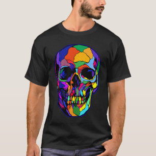 Camiseta Pop Skull Bones Skeleton Colorir Cabeça de Morte