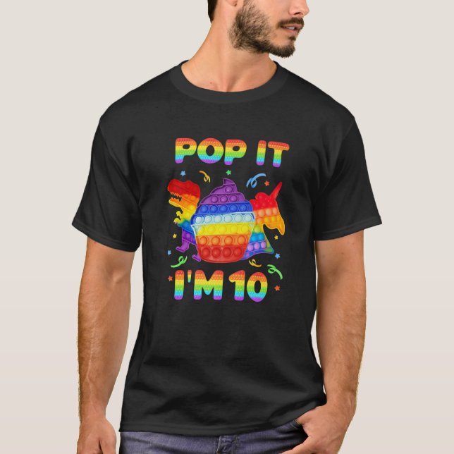 Camiseta Pop Sou 10 Brinquedos de Pop de Fidget de aniversá (Frente)