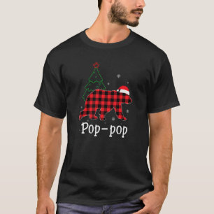 Camiseta Pop Vermelho-Xadrez do-Pop-Urso de Natal Feio do X