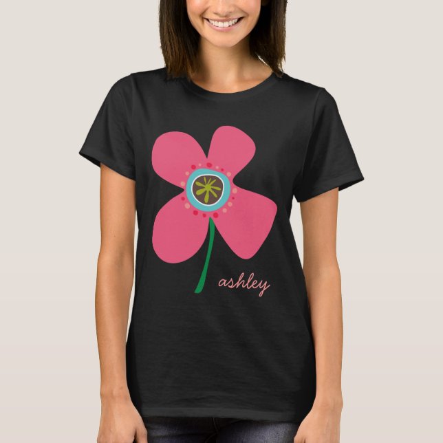 Camiseta Pop Whimsical & Cute Summer Flower, cor-de-rosa (Frente)