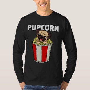 Camiseta Popcorn Dog Pug Corn Men Mulheres Pupcorn Pop Cl