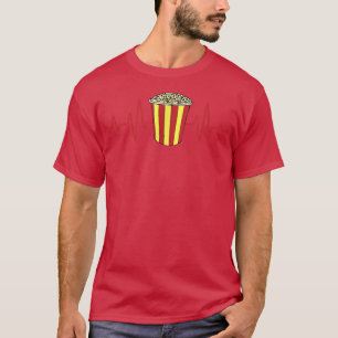 Camiseta Popcorn Heartbeat Cinema Snack Movie Night Kawaii