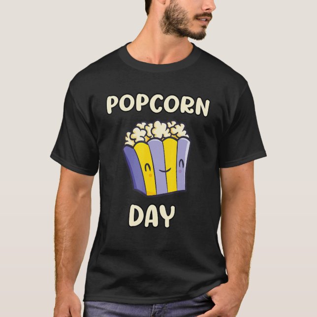 Camiseta Popcorn National Day Design Para Amantes De Pipoca (Frente)