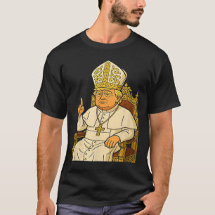 Camiseta Pope Trump Funny Trump Vaticano Christian Retro Ch