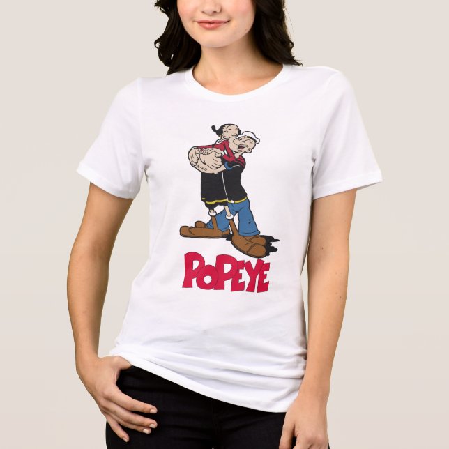 Camiseta Popeye and Olive Oyl Classic Cartoon Love Design (Frente)