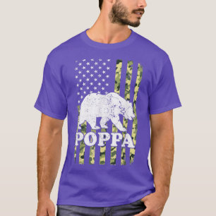 Camiseta Poppa Bear Camping Hiking Camouflage USA American