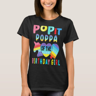 Camiseta Poppa Da Rapariga De Aniversário Pop It Unicorn Bi