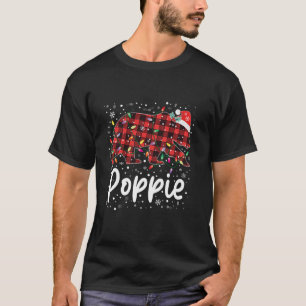 Camiseta Poppie Bear Vermelho Xadrez Natal Pajama Feliz Nat